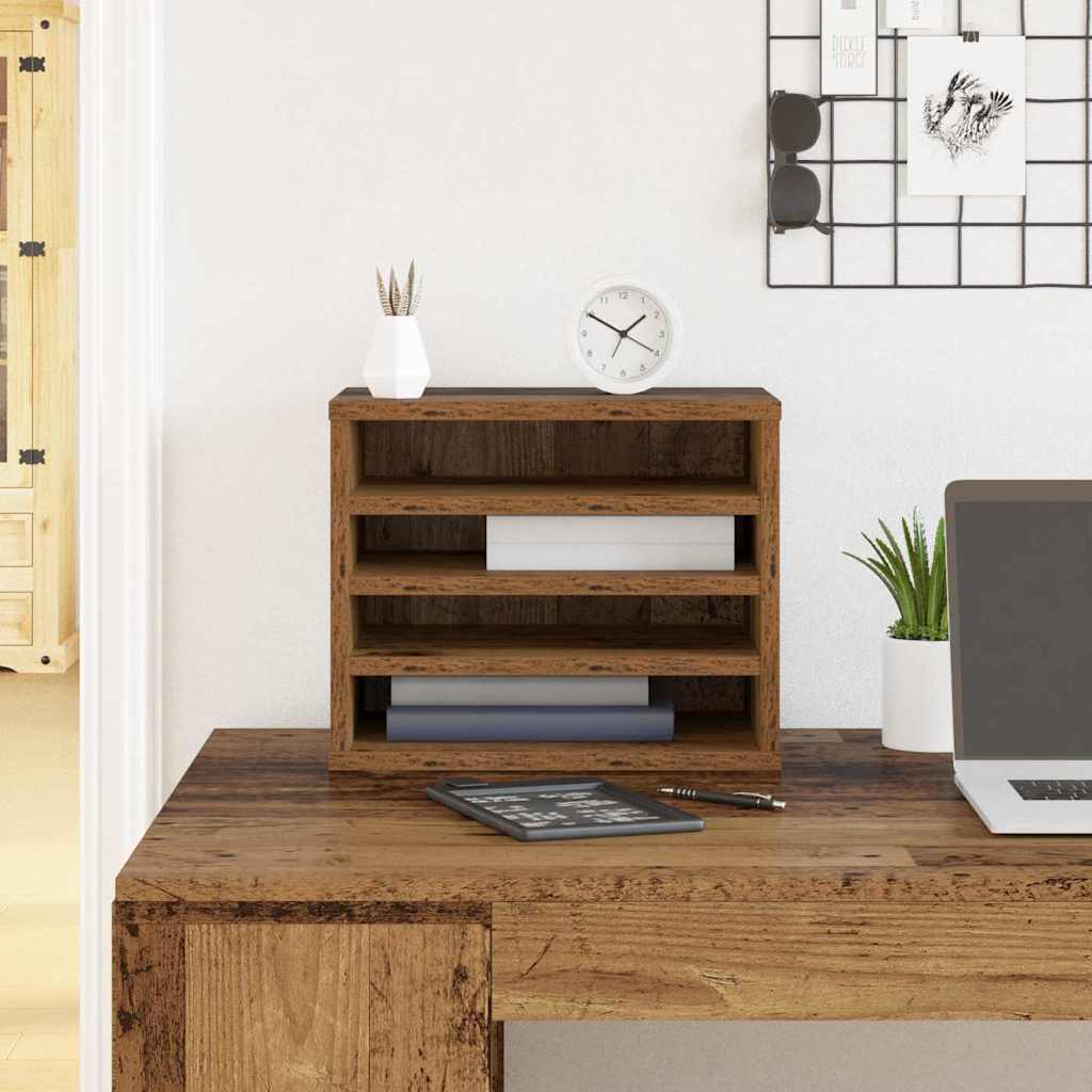 Vidaxl bureau organizer oudhout 36 x 26 x 29,5 cm bewerkt hout
