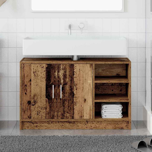 Vidaxl badkamerkast oud hout 90 x 29 x 55 cm bewerkt hout