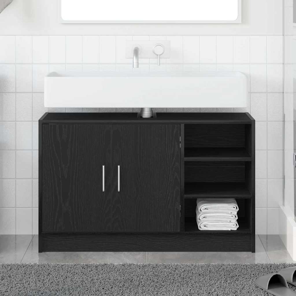 Vidaxl badkamerkast zwart eiken 90 x 29 x 55 cm bewerkt hout