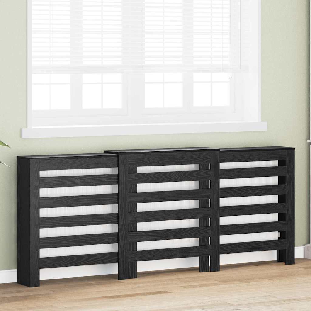 Vidaxl radiatorafdekking zwart eiken 205 x 21,5 x 83,5 cm bewerkt hout