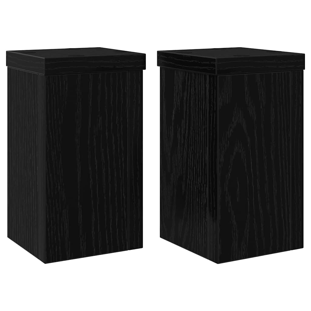 Vidaxl plantenstandaard 2 pcs zwart eiken 10 x 10 x 18 cm bewerkt hout