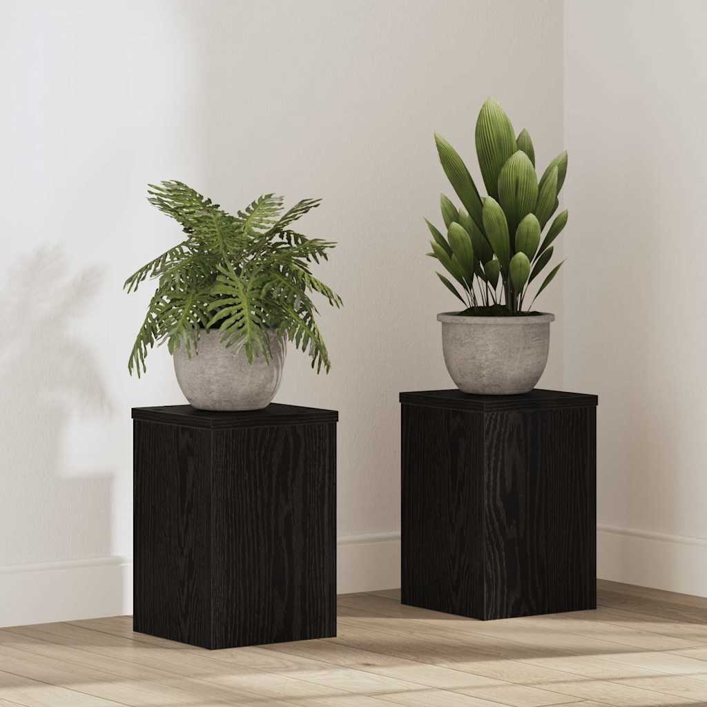 Vidaxl plantenstandaard 2 pcs zwart eiken 20 x 20 x 30 cm bewerkt hout