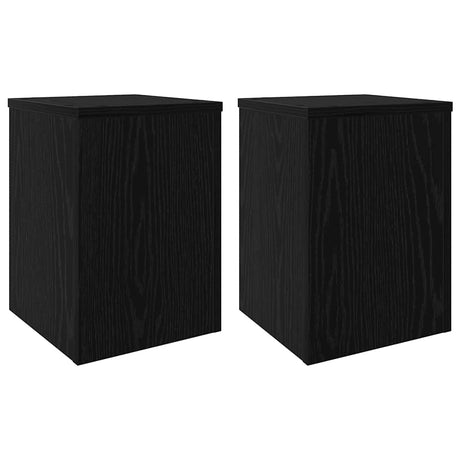 Vidaxl plantenstandaard 2 pcs zwart eiken 25 x 25 x 35 cm bewerkt hout