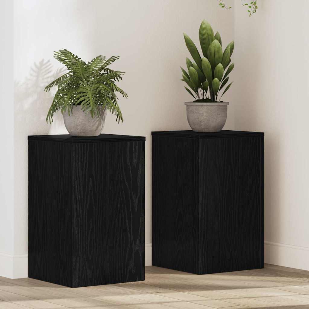 Vidaxl plantenstandaard 2 pcs zwart eiken 30 x 30 x 50 cm bewerkt hout