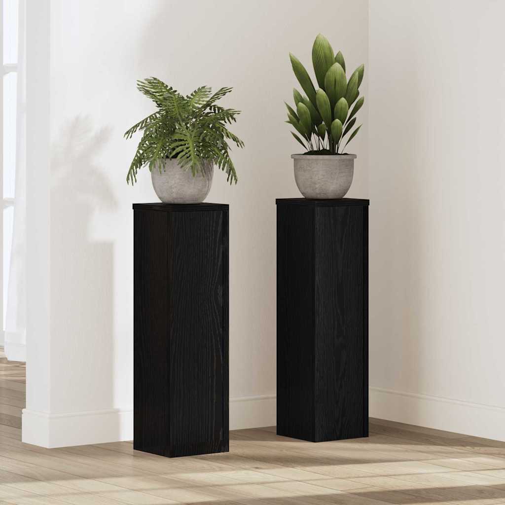 Vidaxl plantenstandaard 2 pcs zwart eiken 17 x 17 x 60 cm bewerkt hout