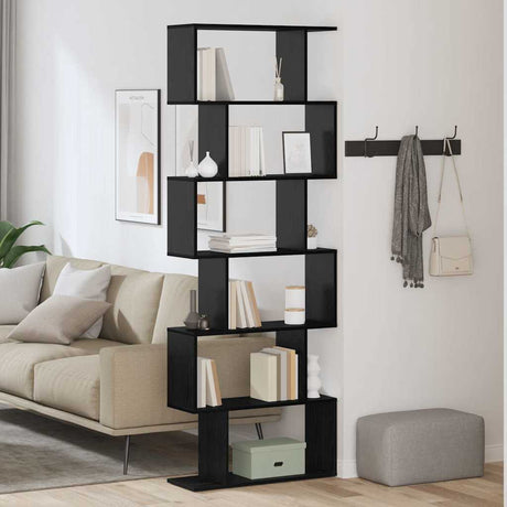 Vidaxl boekenkast 6-laags 70 x 24 x 193,5 cm bewerkt hout zwart eiken