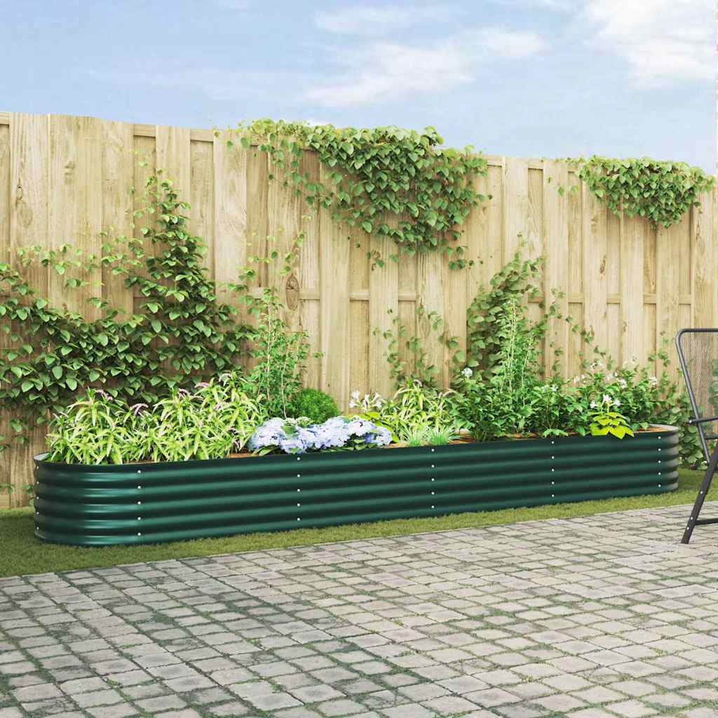 Vidaxl verhoogd bed groen 400 x 80 x 44 cm staal