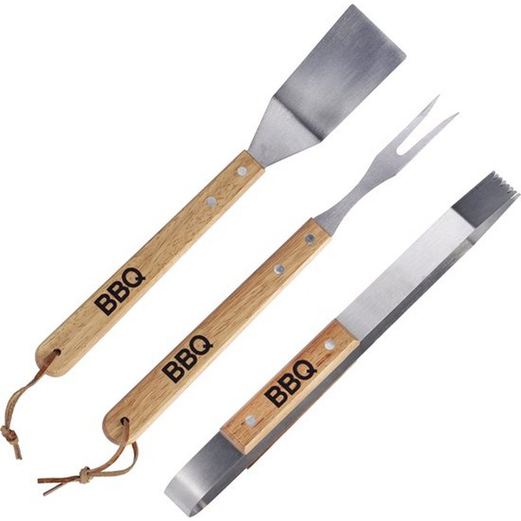 Benson bbq gereedschapset 3-delig hout rvs