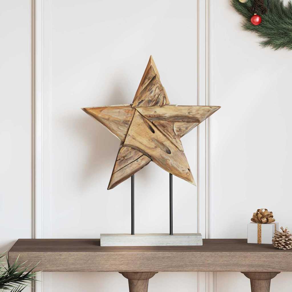 Vidaxl kerstster bruin 43,5 x 13,5 x 59 cm massief teakhout