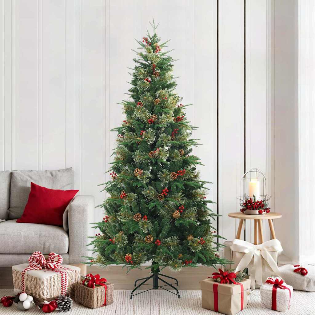 Vidaxl kunstmatige inklapbare kerstboom groen 210 cm pvc, pe en staal