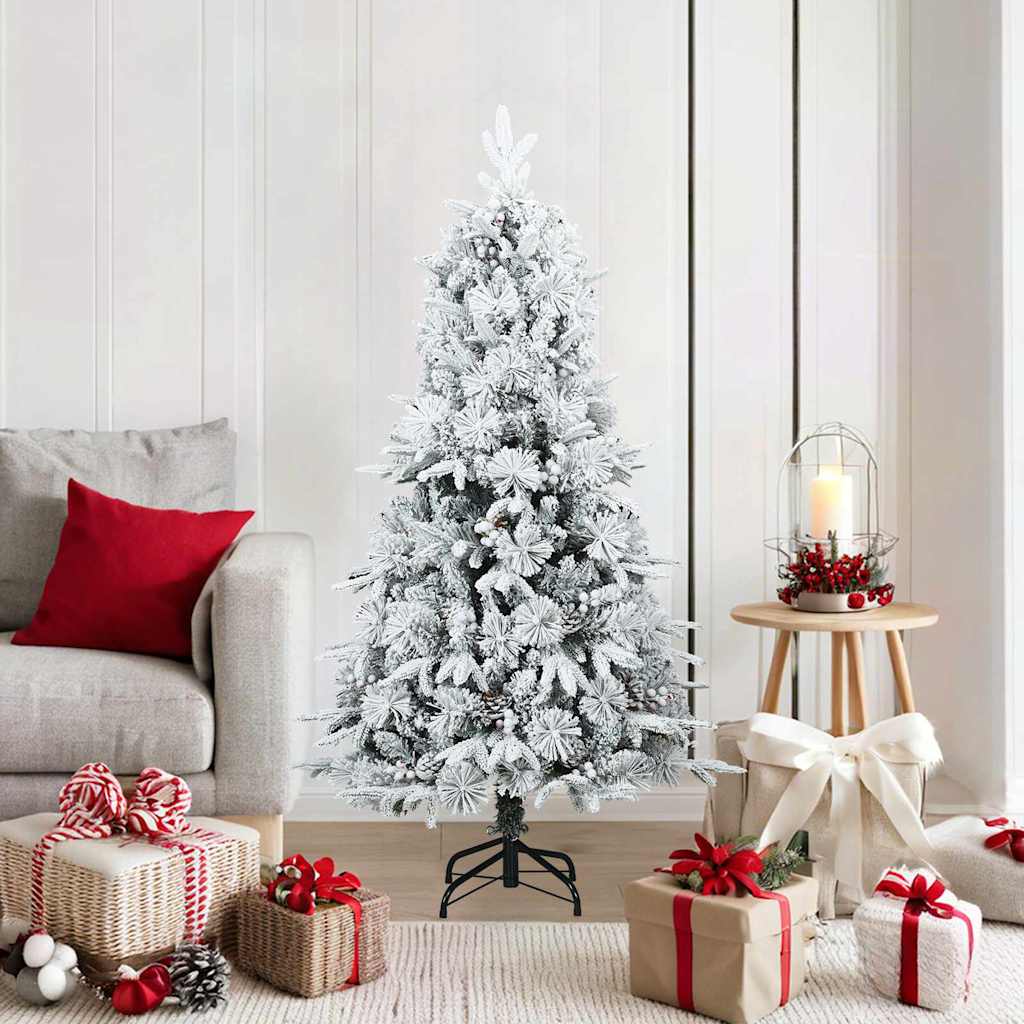 Vidaxl kunst kerstboom met geveerde takken, sneeuw bedekt wit 150 cm