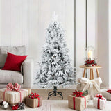 Vidaxl kunst kerstboom met geveerde takken, sneeuw bedekt wit 150 cm