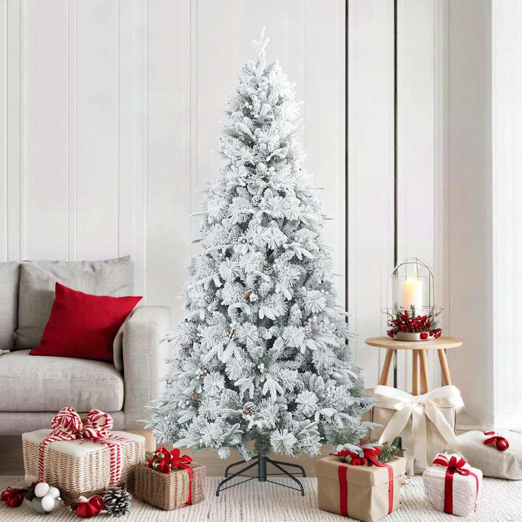 Vidaxl kunst kerstboom met geveerde takken, sneeuw bedekt wit 180 cm