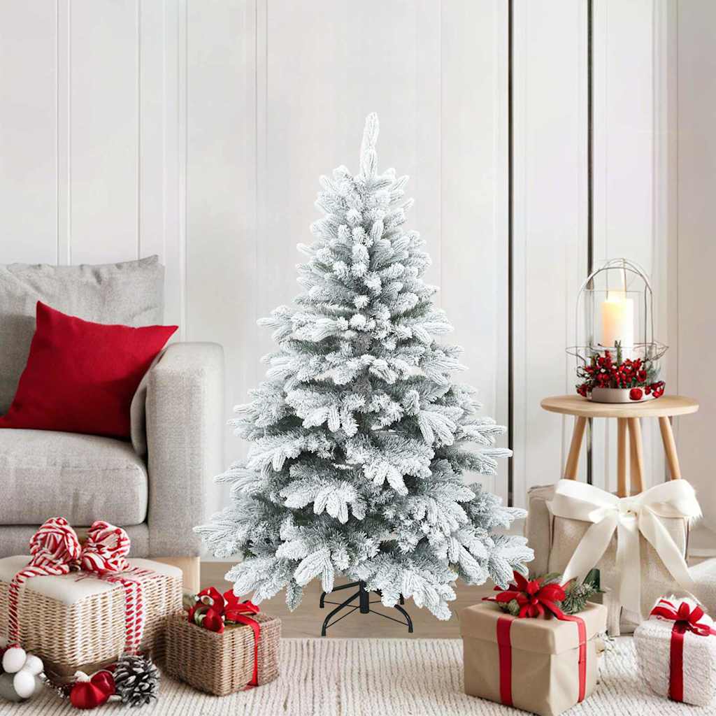 Vidaxl kunst kerstboom met geveerde takken, sneeuw bedekt wit 120 cm