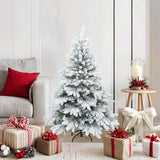 Vidaxl kunst kerstboom met geveerde takken, sneeuw bedekt wit 120 cm