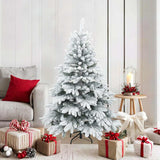 Vidaxl kunst kerstboom met geveerde takken, sneeuw bedekt wit 150 cm