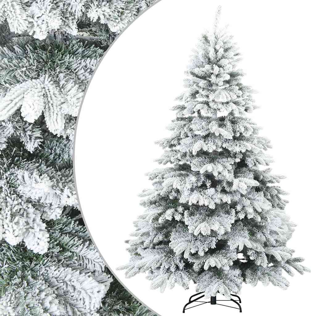 Vidaxl kunst kerstboom met geveerde takken, sneeuw bedekt wit 180 cm