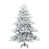 Vidaxl kunst kerstboom met geveerde takken, sneeuw bedekt wit 150 cm