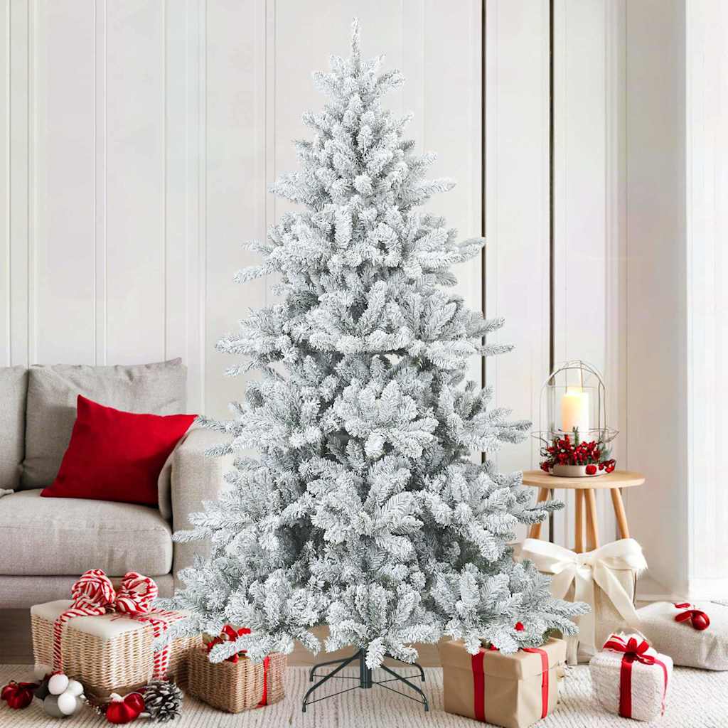 Vidaxl kunst kerstboom met geveerde takken, sneeuw bedekt wit 180 cm