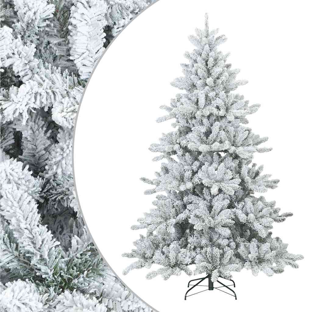 Vidaxl kunst kerstboom met geveerde takken, sneeuw bedekt wit 180 cm