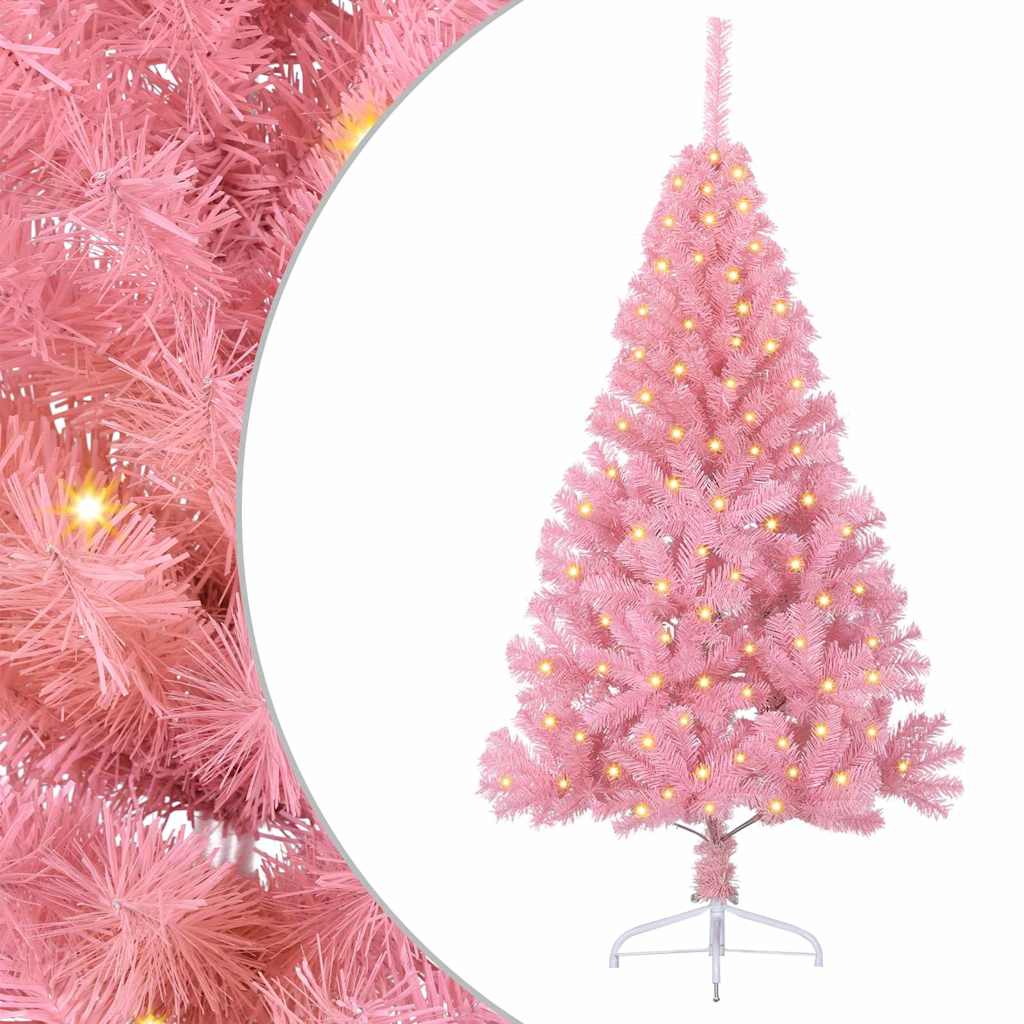 Vidaxl kunstmatig voorverlicht kerstboom met 150 led roze 150 cm pvc