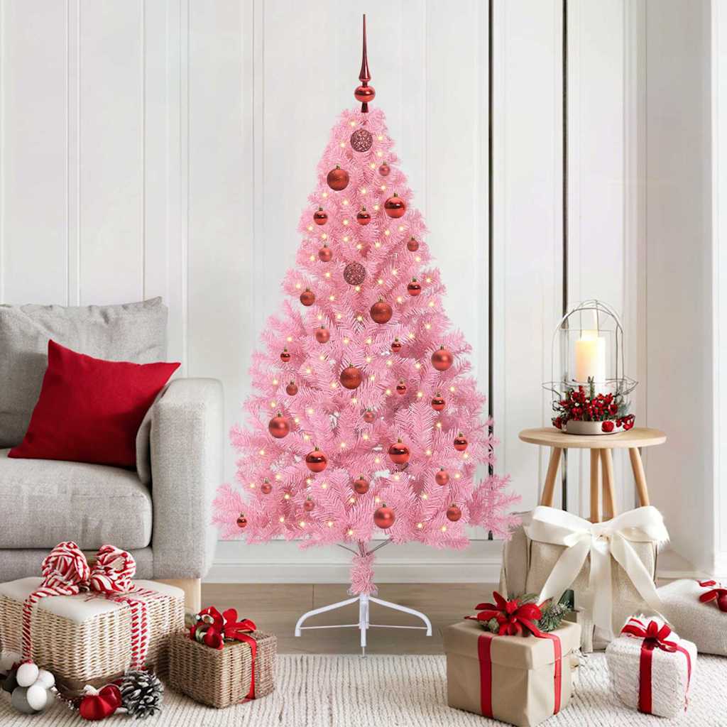 Vidaxl kunstmatig voorverlicht kerstboom met 150 led roze 150 cm pvc
