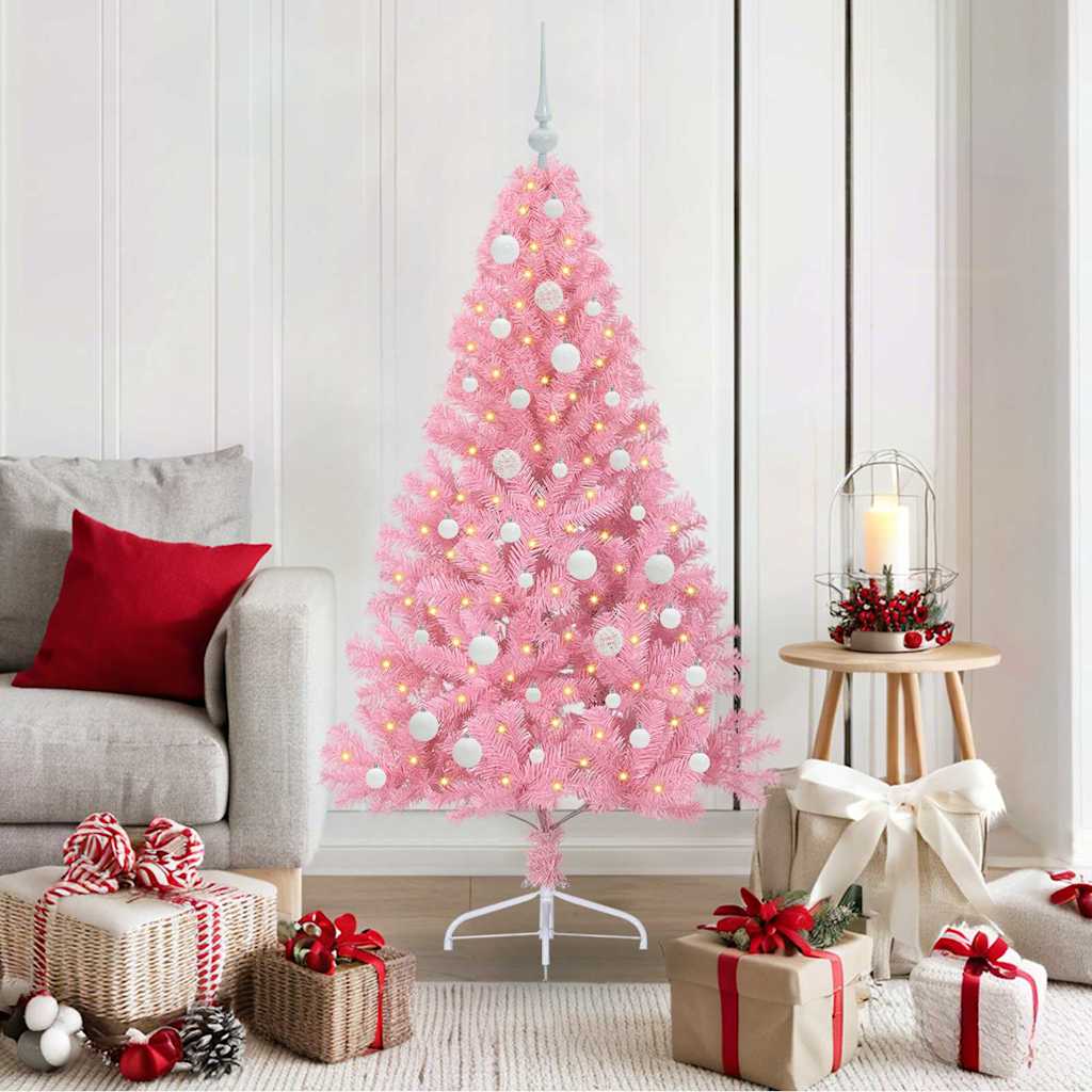 Vidaxl kunstmatig voorverlicht kerstboom met 150 led roze 150 cm pvc