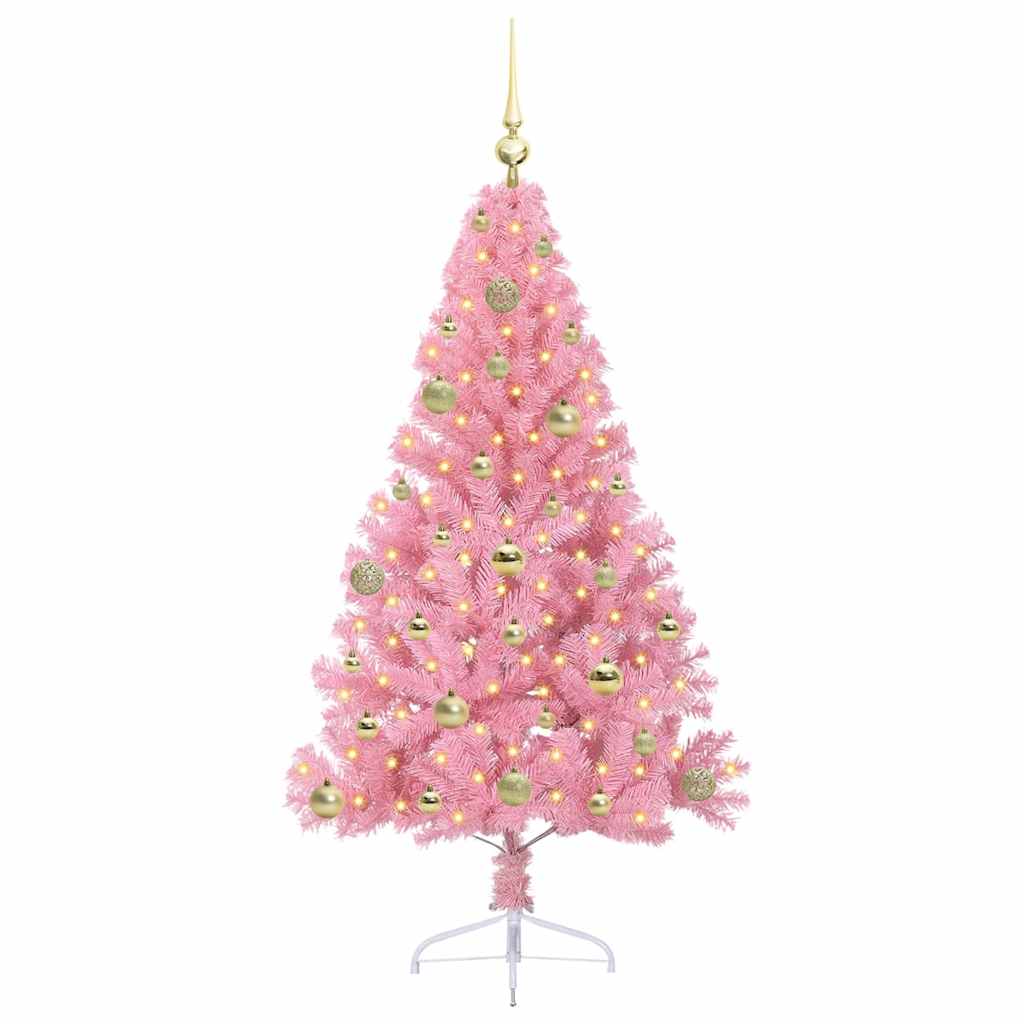 Vidaxl kunstmatig voorverlicht kerstboom met 150 led roze 150 cm pvc