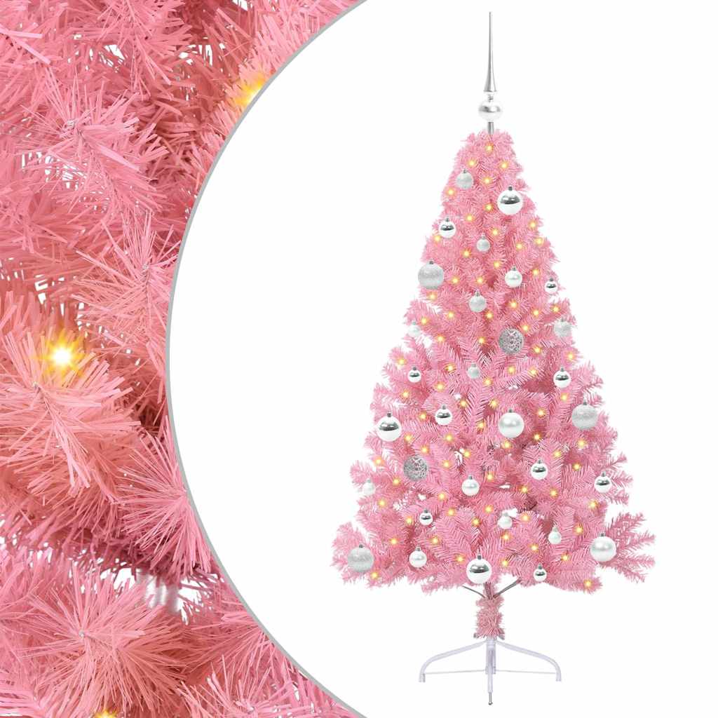 Vidaxl kunstmatig voorverlicht kerstboom met 150 led roze 150 cm pvc