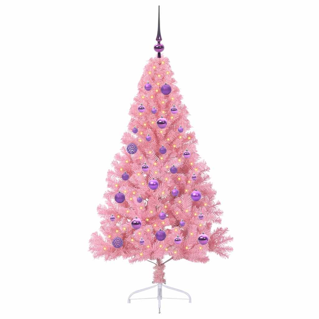 Vidaxl kunstmatig voorverlicht kerstboom met 150 led roze 150 cm pvc