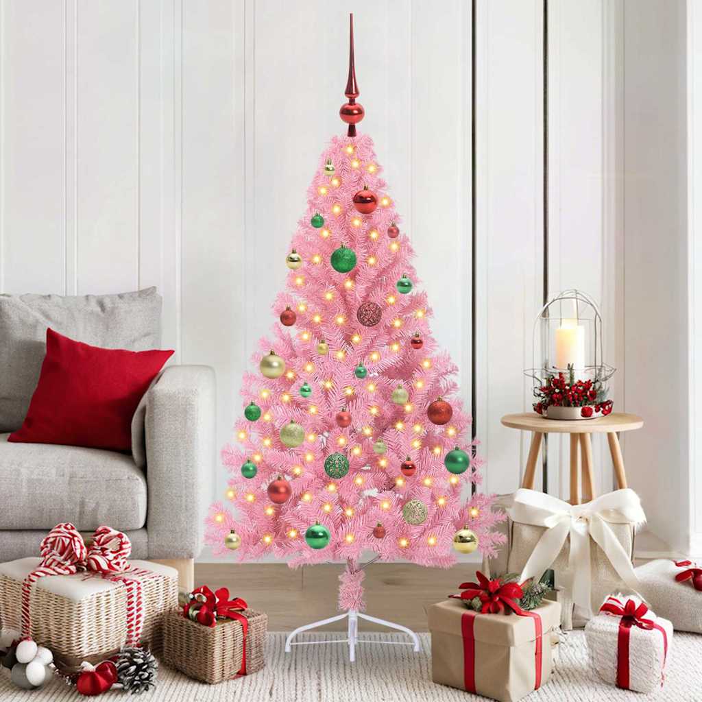 Vidaxl kunstmatig voorverlicht kerstboom met 150 led roze 150 cm pvc