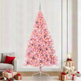 Vidaxl kunstmatig voorverlicht kerstboom met 300 led roze 240 cm pvc