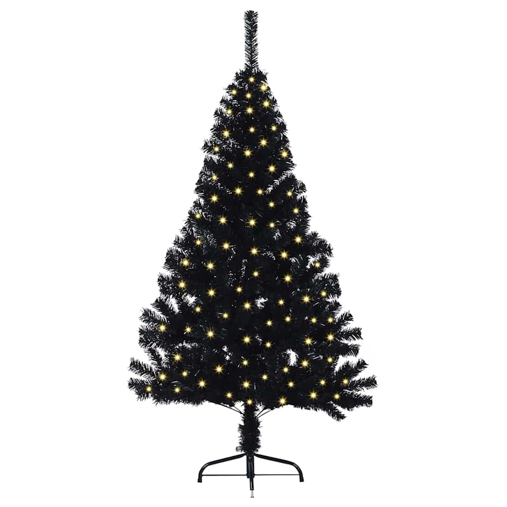 Vidaxl kunstmatig voorverlicht kerstboom met 150 led zwart 120 cm pvc