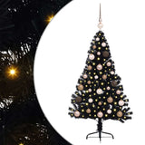 Vidaxl kunstmatig voorverlicht kerstboom met 150 led zwart 120 cm pvc
