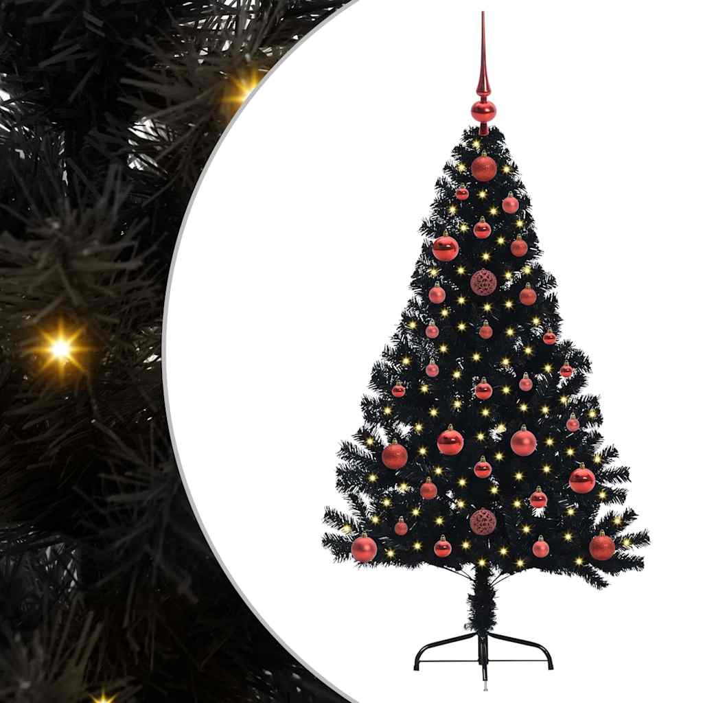 Vidaxl kunstmatig voorverlicht kerstboom met 150 led zwart 120 cm pvc