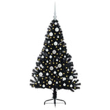 Vidaxl kunstmatig voorverlicht kerstboom met 150 led zwart 120 cm pvc