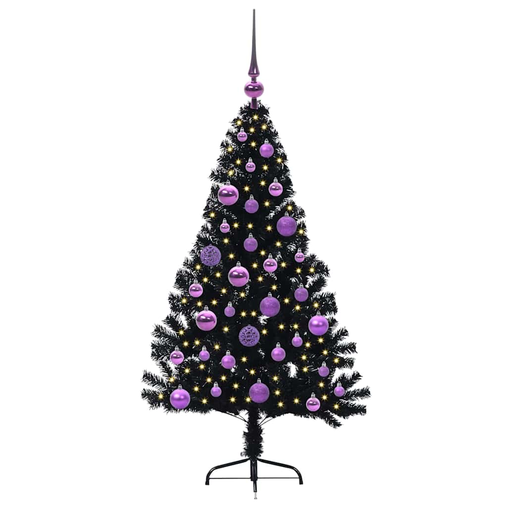 Vidaxl kunstmatig voorverlicht kerstboom met 150 led zwart 120 cm pvc