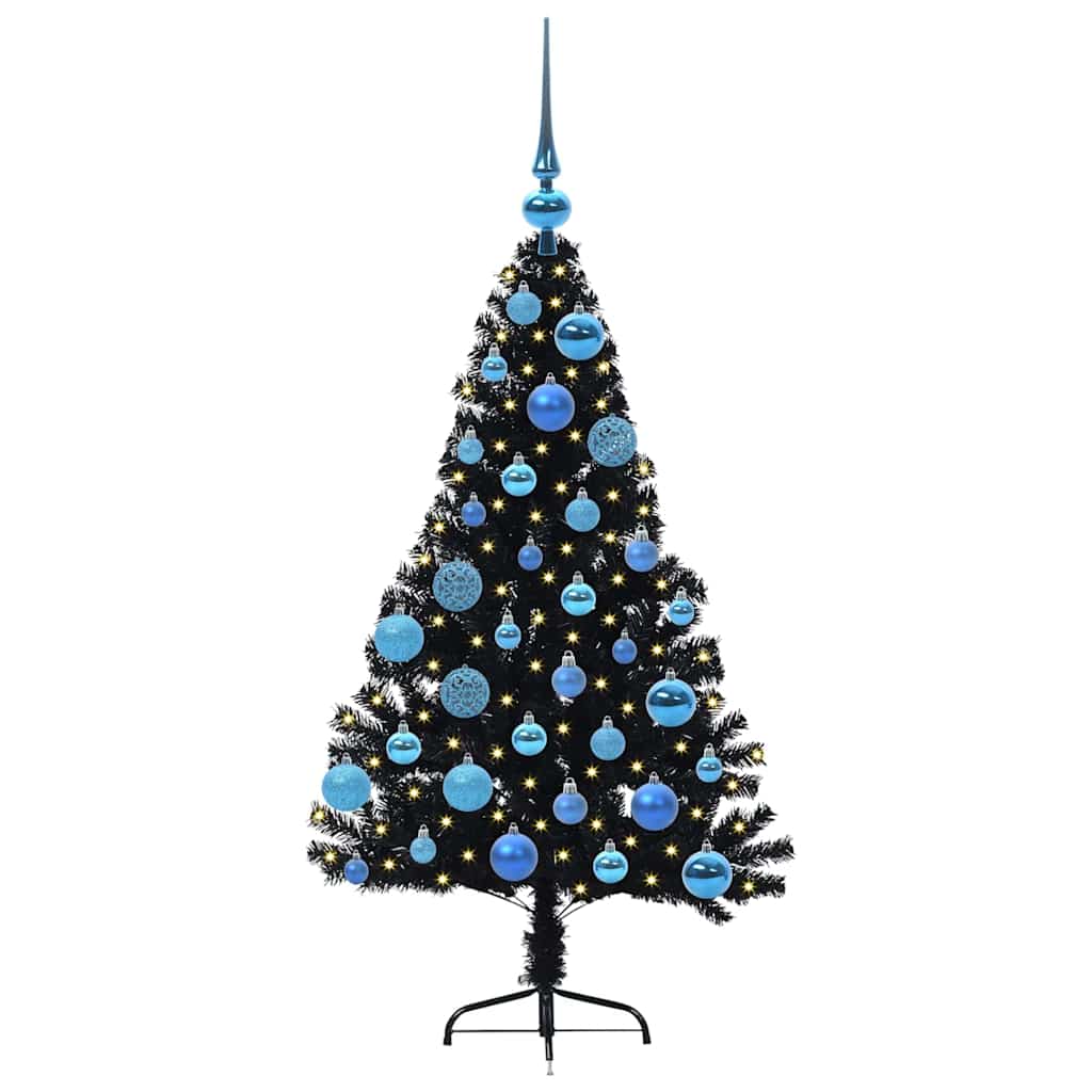 Vidaxl kunstmatig voorverlicht kerstboom met 150 led zwart 120 cm pvc