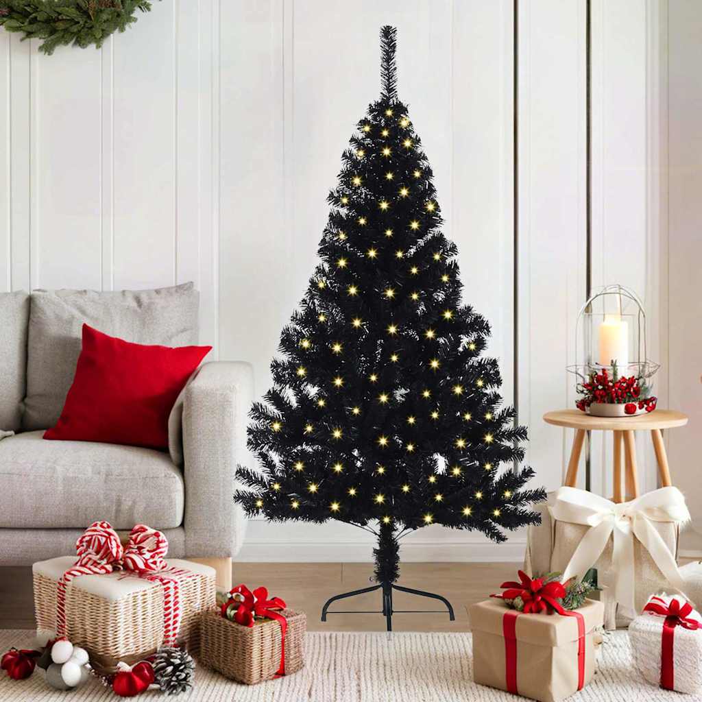 Vidaxl kunstmatig voorverlicht kerstboom met 150 led zwart 150 cm pvc