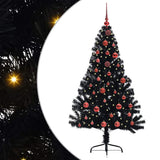 Vidaxl kunstmatig voorverlicht kerstboom met 150 led zwart 150 cm pvc