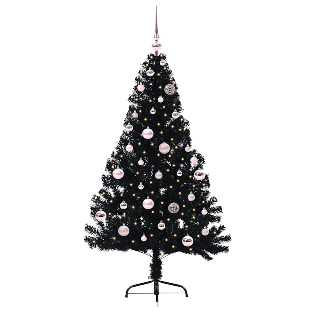 Vidaxl kunstmatig voorverlicht kerstboom met 150 led zwart 150 cm pvc