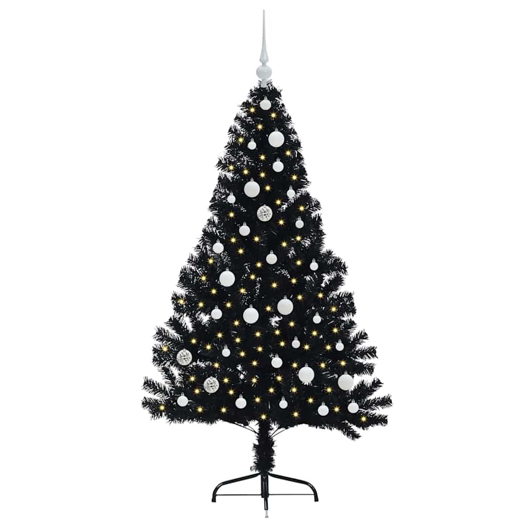 Vidaxl kunstmatig voorverlicht kerstboom met 150 led zwart 150 cm pvc