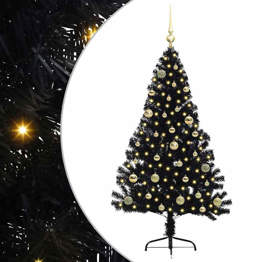 Vidaxl kunstmatig voorverlicht kerstboom met 150 led zwart 150 cm pvc