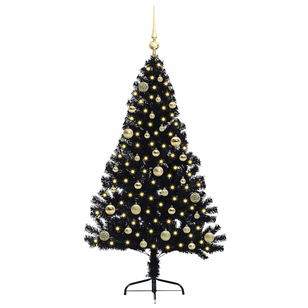 Vidaxl kunstmatig voorverlicht kerstboom met 150 led zwart 150 cm pvc