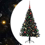 Vidaxl kunstmatig voorverlicht kerstboom met 150 led zwart 150 cm pvc