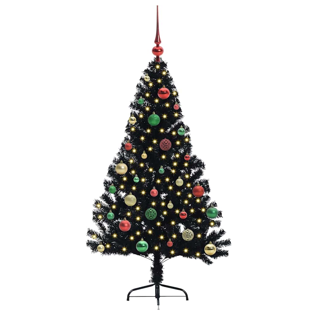Vidaxl kunstmatig voorverlicht kerstboom met 150 led zwart 150 cm pvc