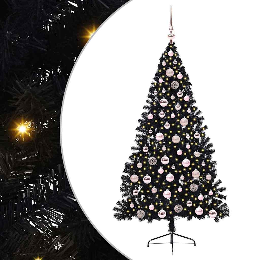 Vidaxl kunstmatig voorverlicht kerstboom met 300 led zwart 180 cm pvc
