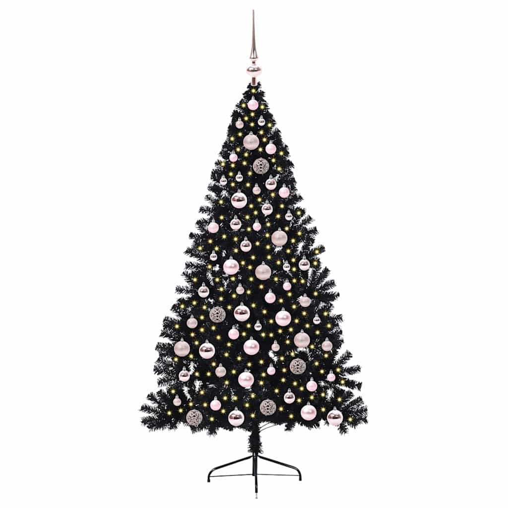 Vidaxl kunstmatig voorverlicht kerstboom met 300 led zwart 180 cm pvc