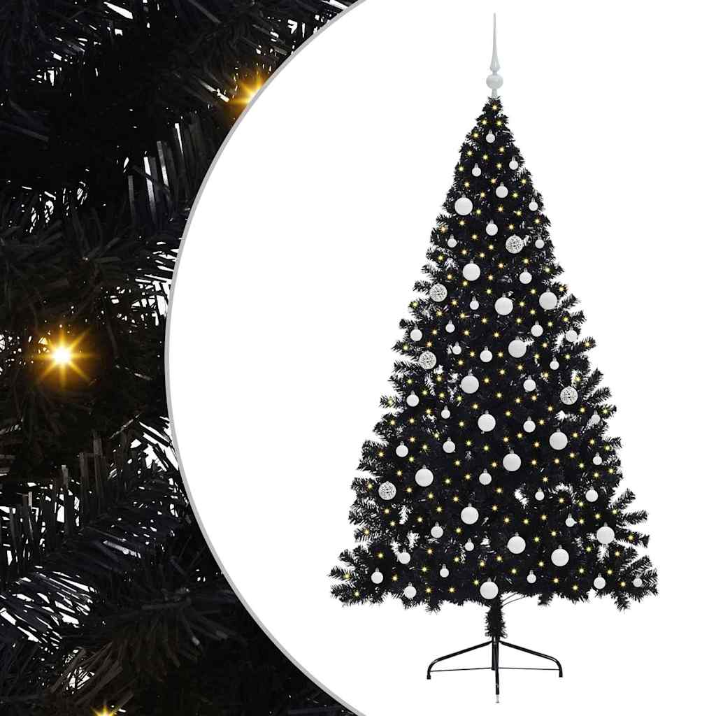 Vidaxl kunstmatig voorverlicht kerstboom met 300 led zwart 180 cm pvc