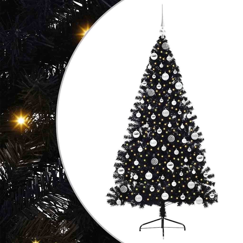 Vidaxl kunstmatig voorverlicht kerstboom met 300 led zwart 180 cm pvc